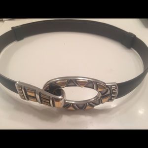 "Chico's" Leather Belt w/ Silver and Gold  Buckle
