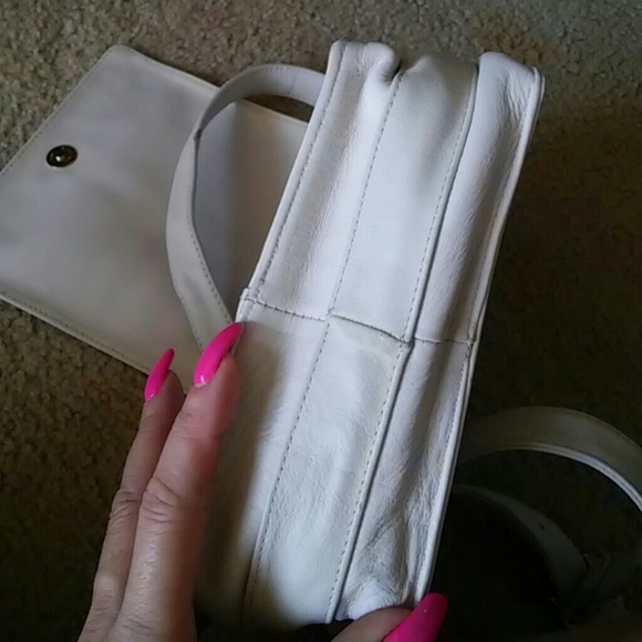 Bone Colored Leather Crossbody - Picture 6 of 8