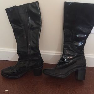 Shiny Black heeled boots from Cole Haan
