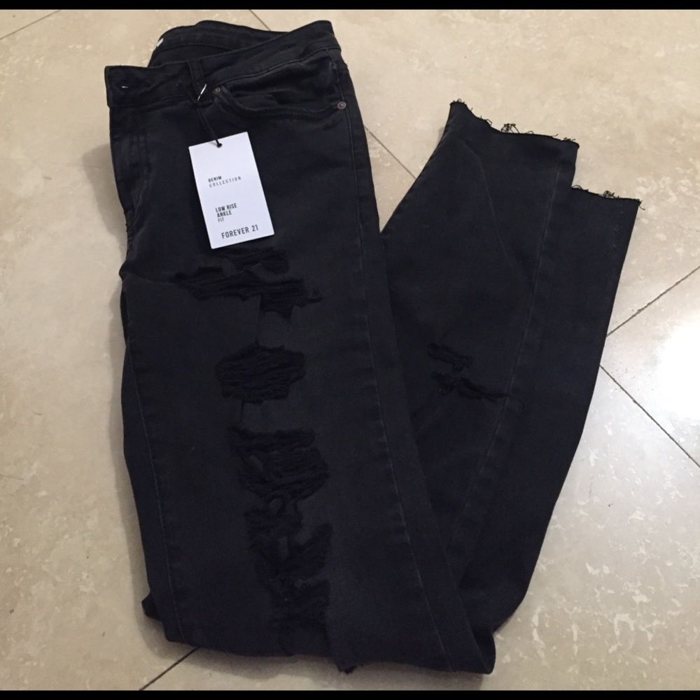 Forever 21 Black Ripped Jeans