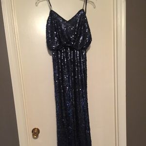 Navy Blue Sequin Formal Dress