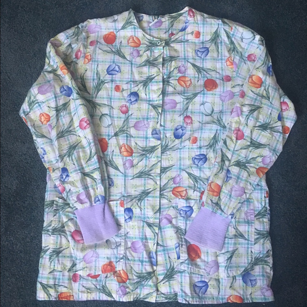 Scrub Jacket - Tulip Print