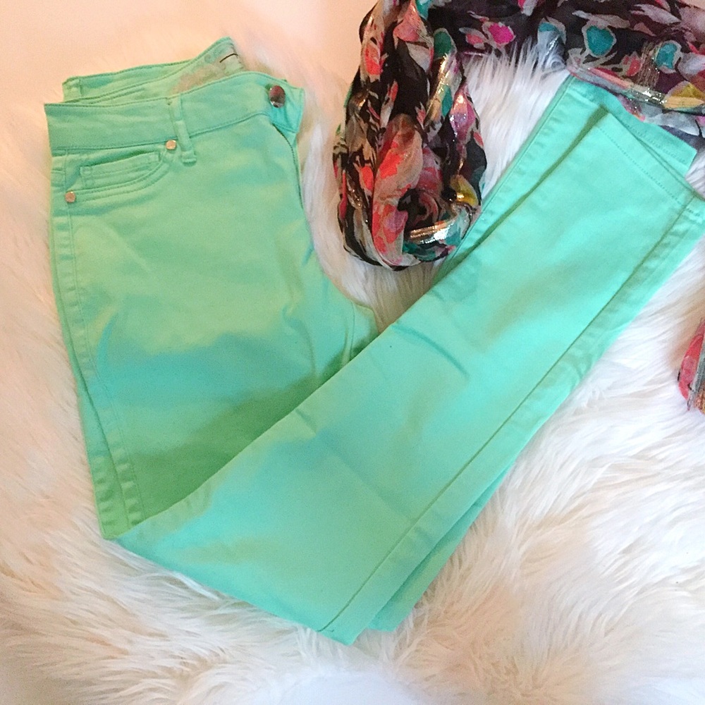 Express Mint Colored Skinny Jeans