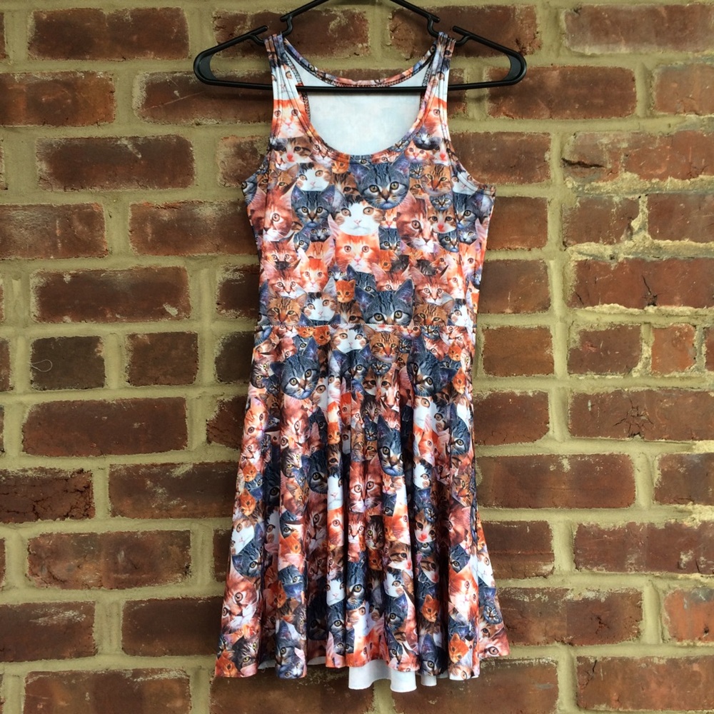 Cat Print Racerback Skater Dress One Size (2-8)