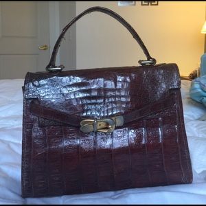 Vintage genuine alligator skin top handle satchel.
