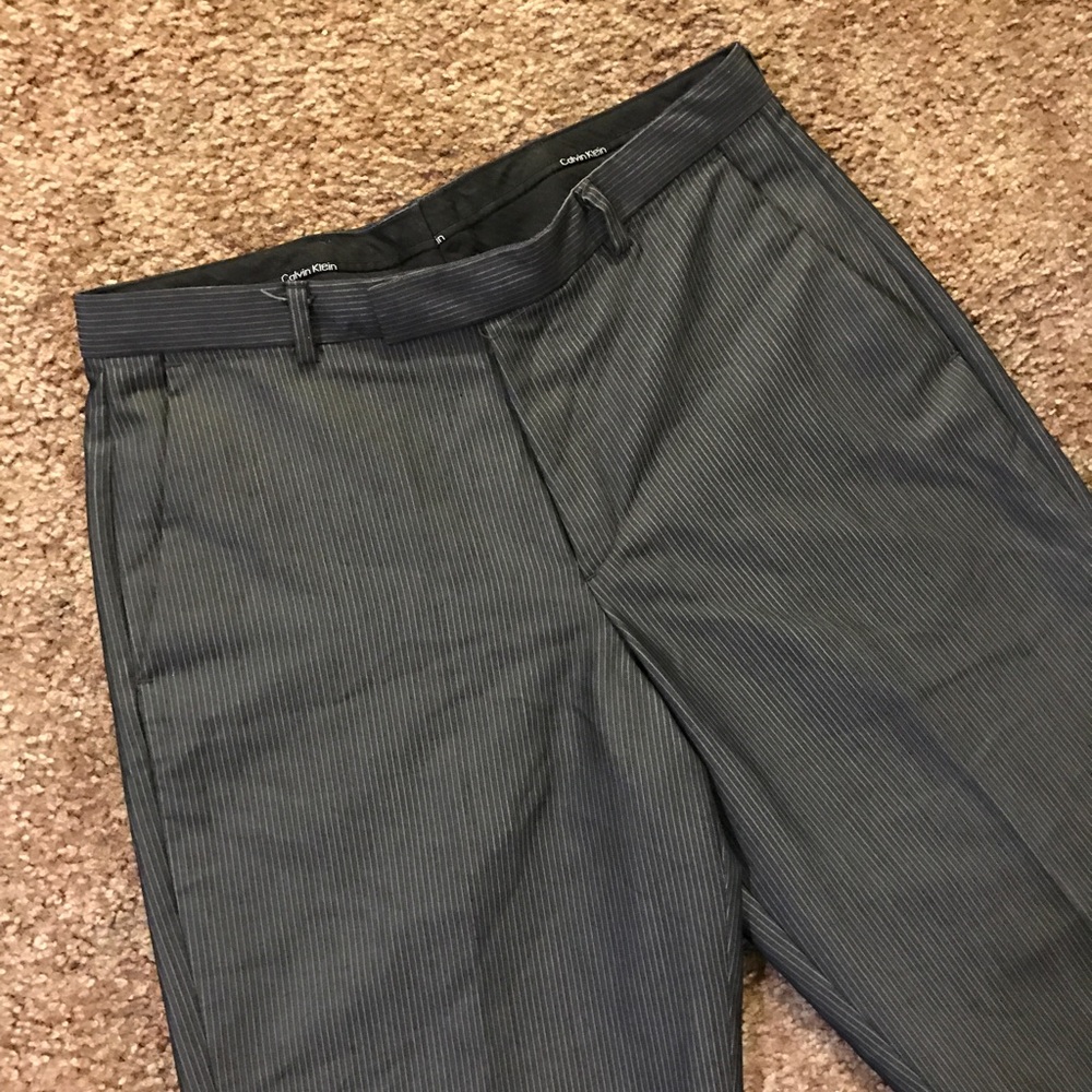 Calvin Klein Pinstripe Slacks Charcoal Grey