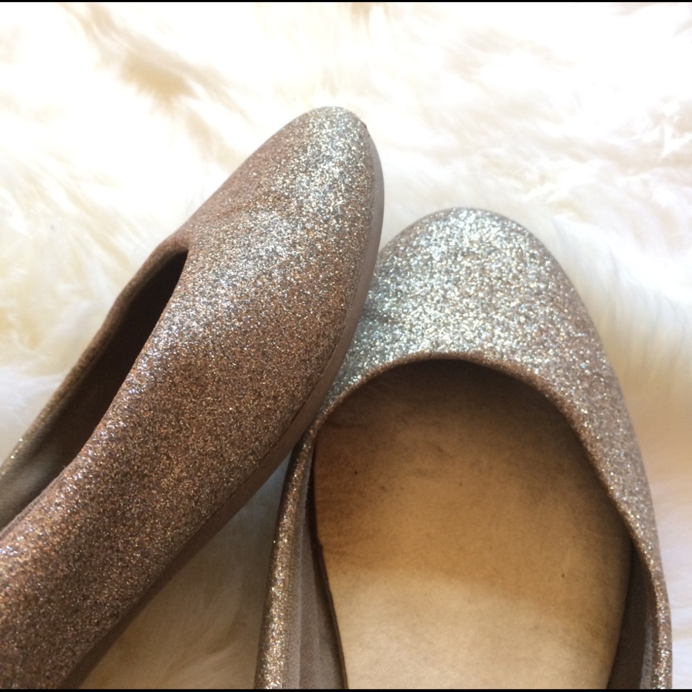 Gold sparkly flats