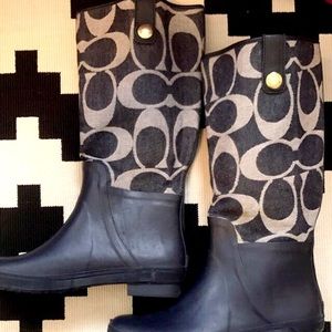 Coach blue denim rain boot