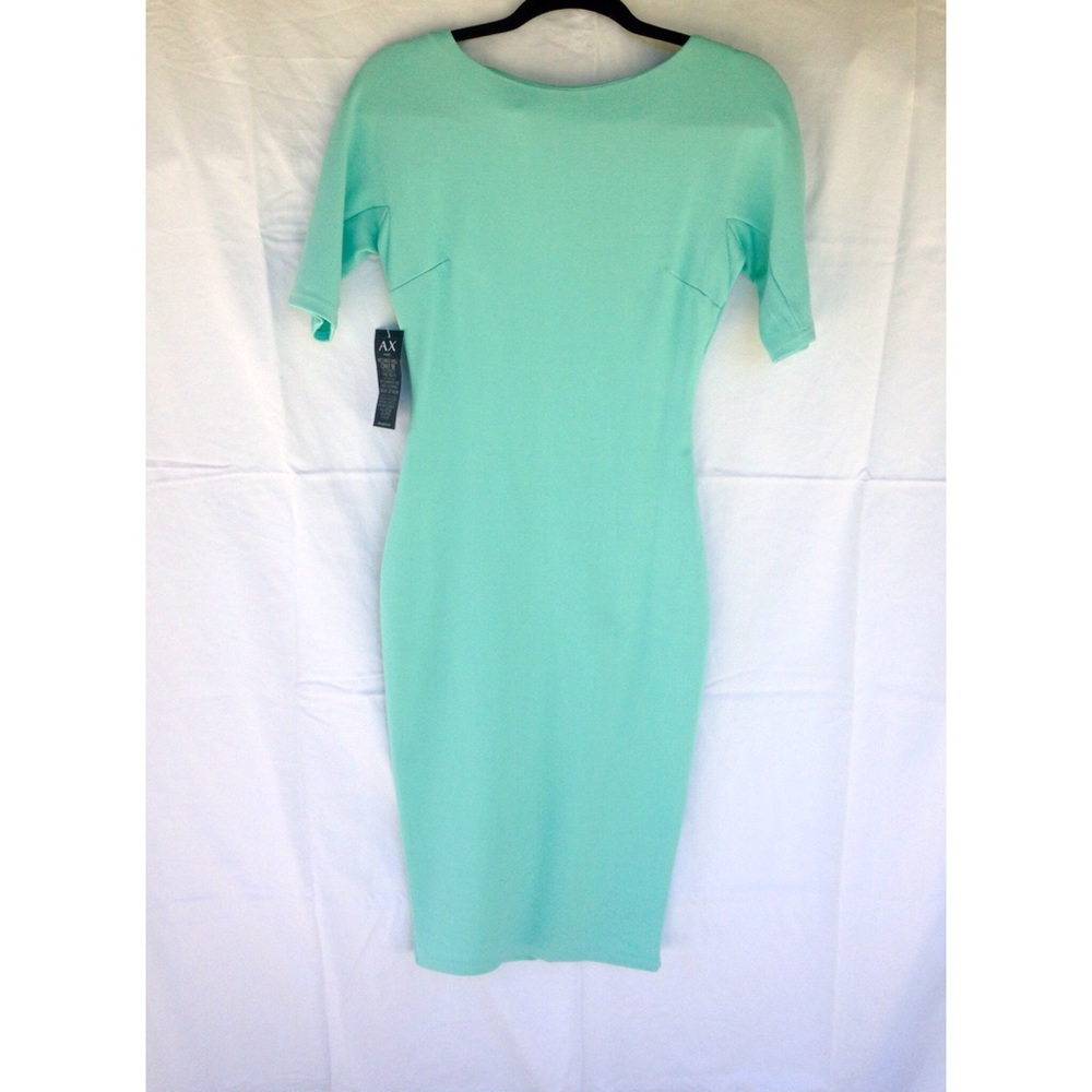 Aqua Blue Midi Bodycon Sleeved Dress