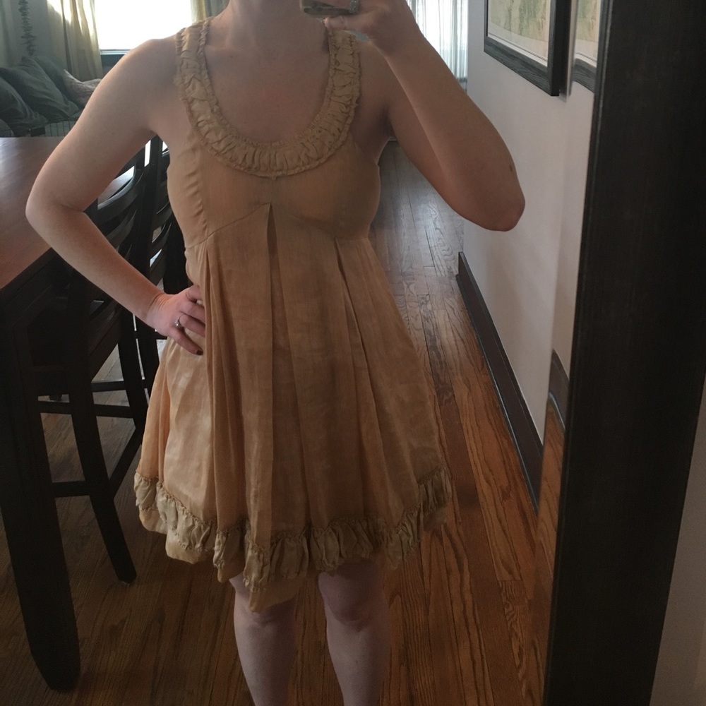 Champagne colored hemp and silk dress