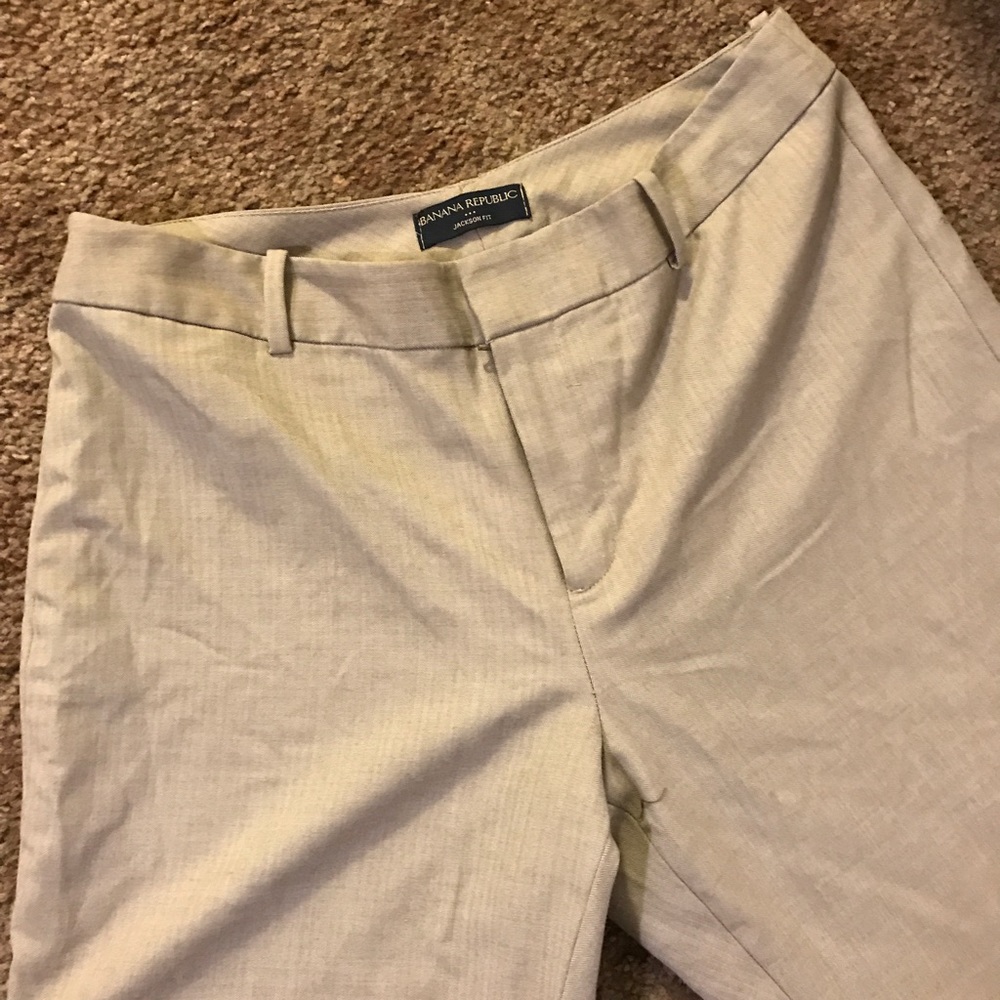 Banana Republic Beige Pinstriped Work Slacks