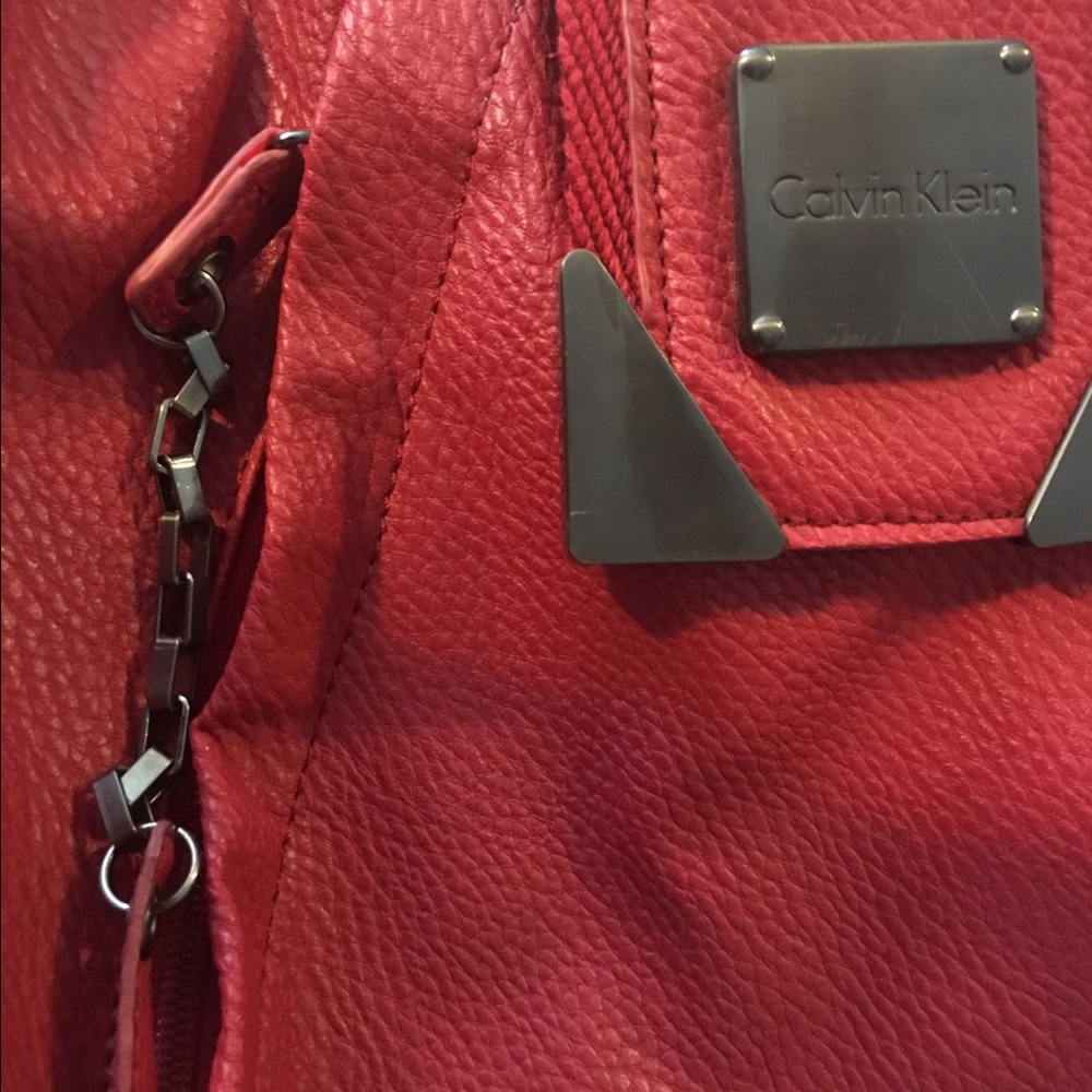 Red Textured Calvin Klein Purse
