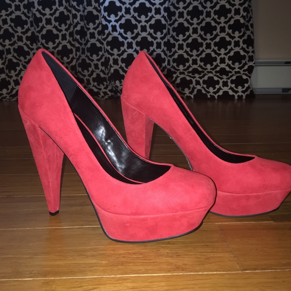 New Red suede Dolce Vita platform pumps