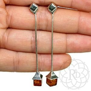 NEW Silverstone Sterling Silver Amber Earrings
