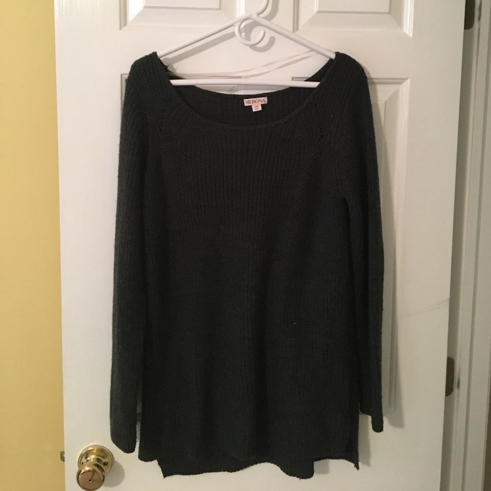 Oversized Boatneck Charcoal Sweater
