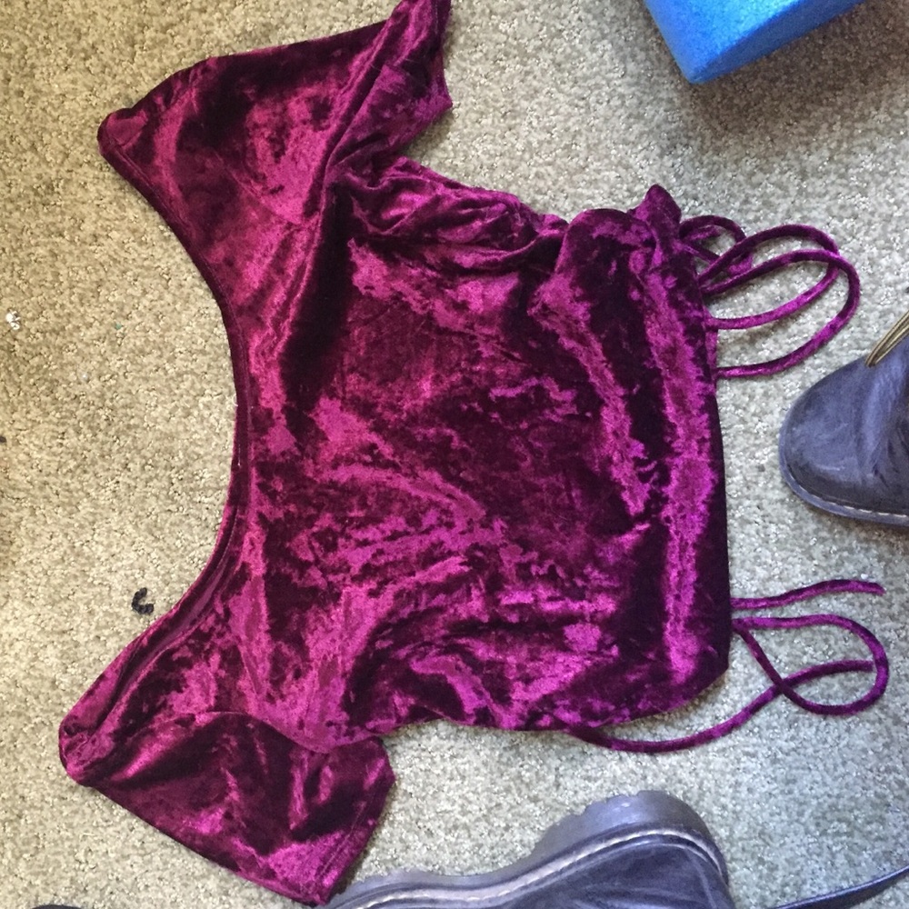 Velvet crop top maroon