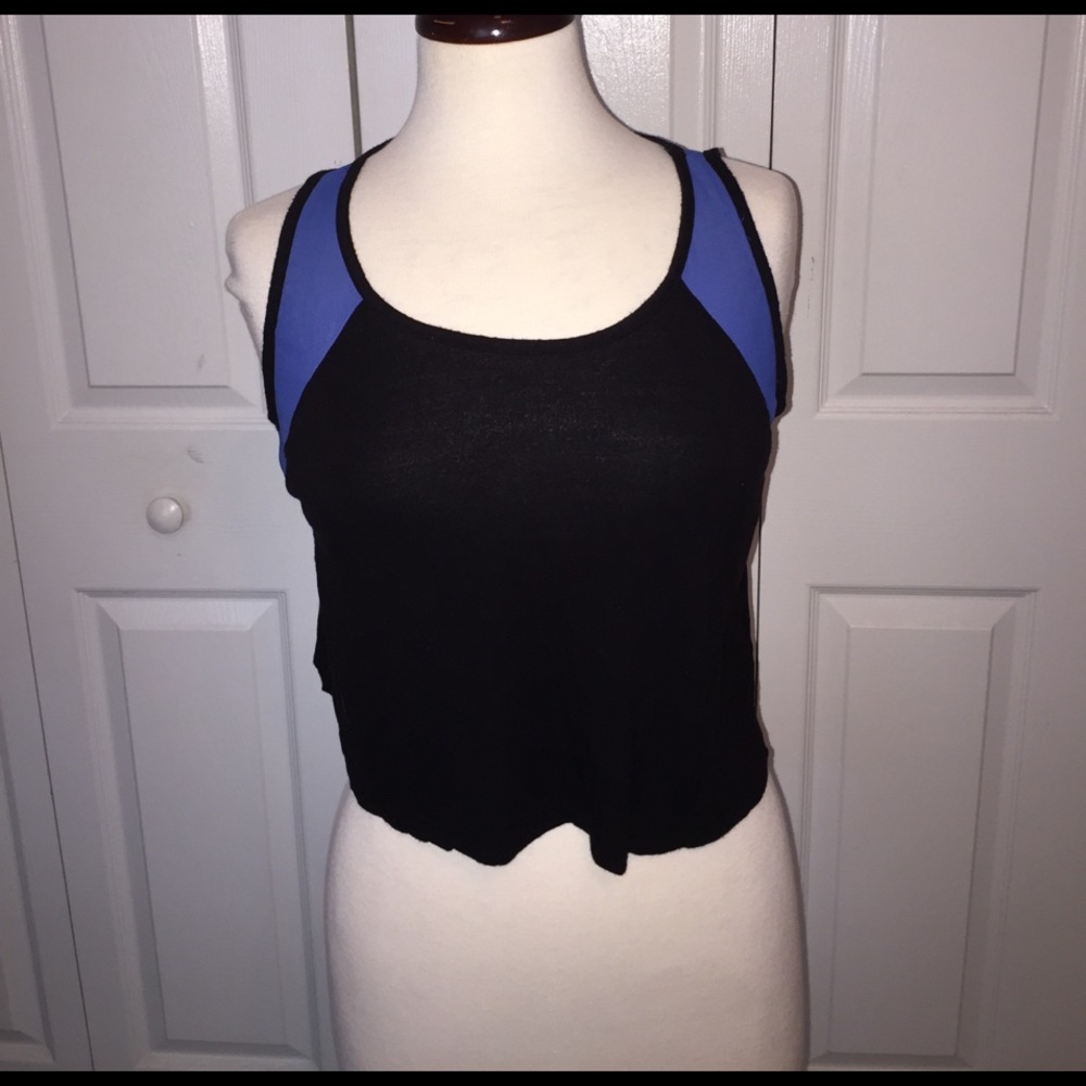 Blue and black crop top