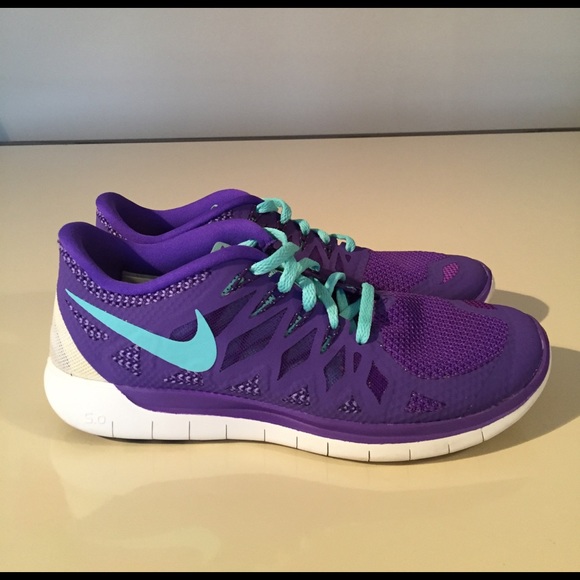 Nike Shoes - Nike Free 5.0 purple WMNS sneakers 9 turquoise EUC