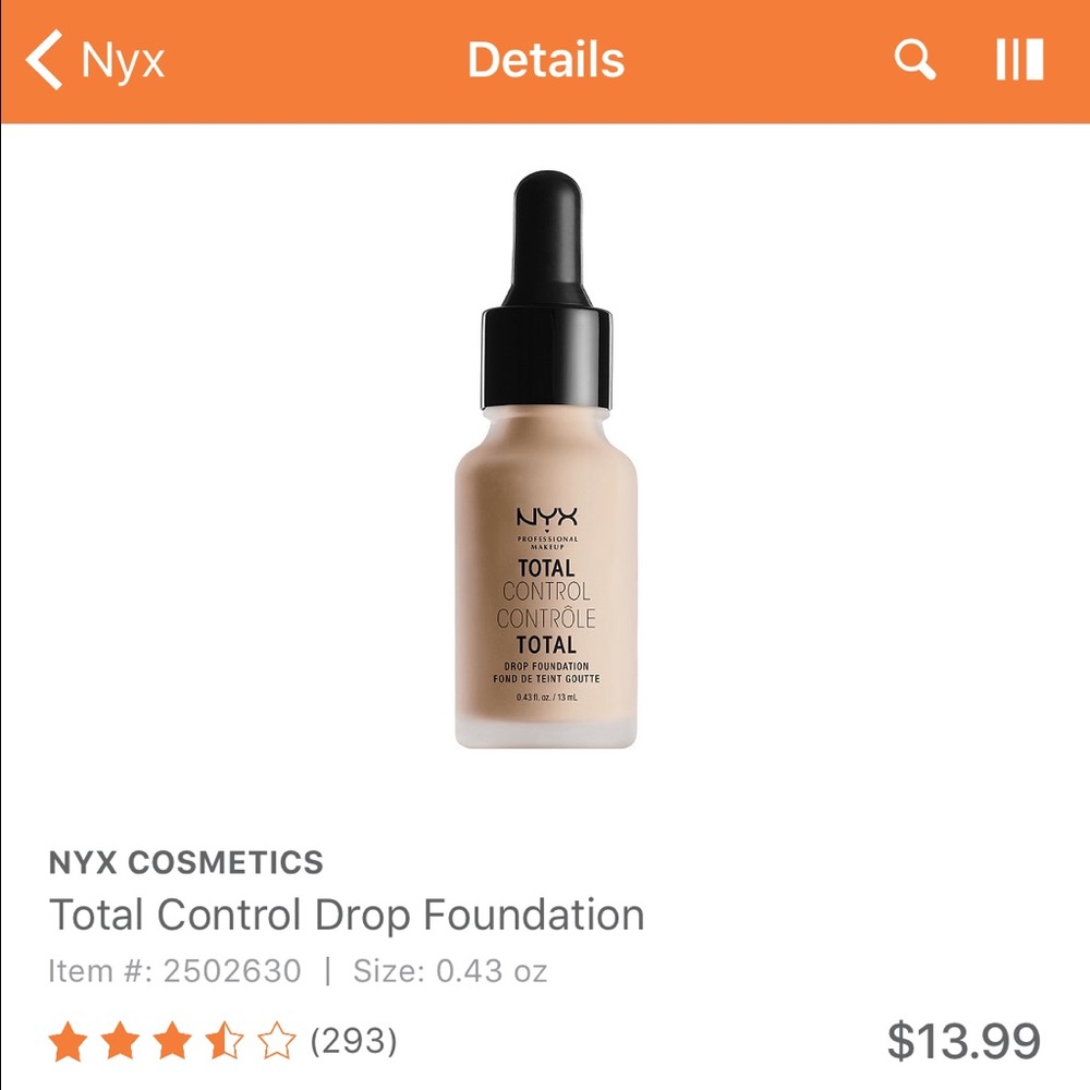 NYX total control drop foundation