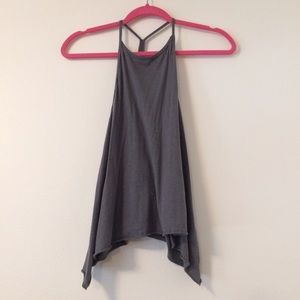Grey, high neck tank top.