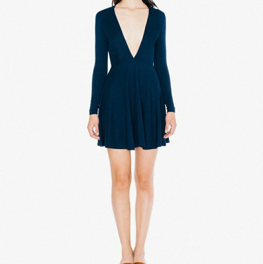 American Apparel Ponte Deep V skater dress