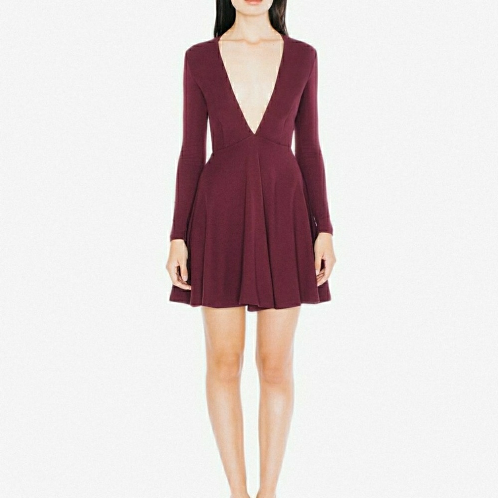 American Apparel Ponte Deep V skater dress