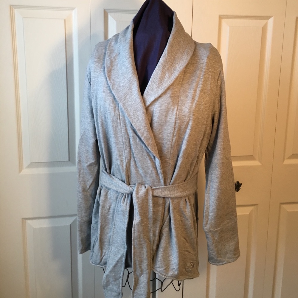 Gray Tie Front Sweatshirt Cardigan