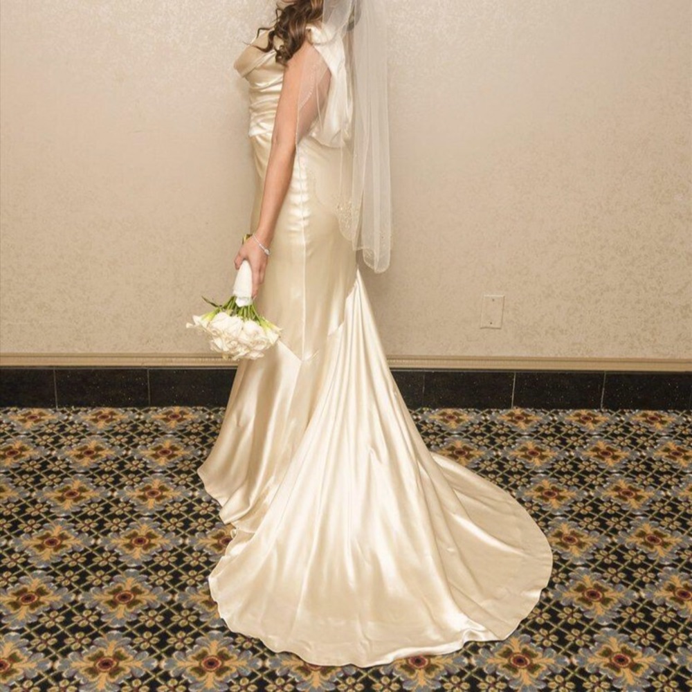 Casablanca B055 champagne silk wedding gown