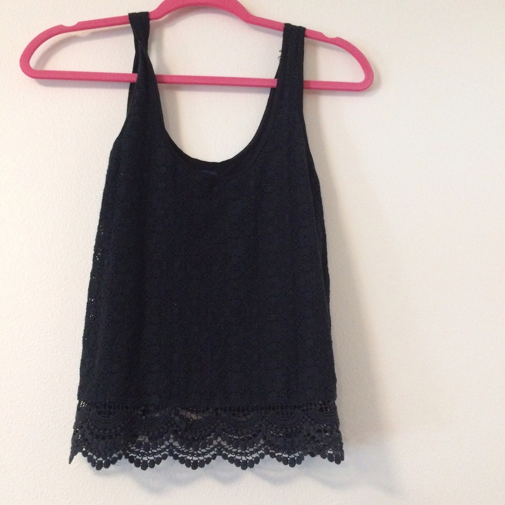 Navy blue, lace tank top.