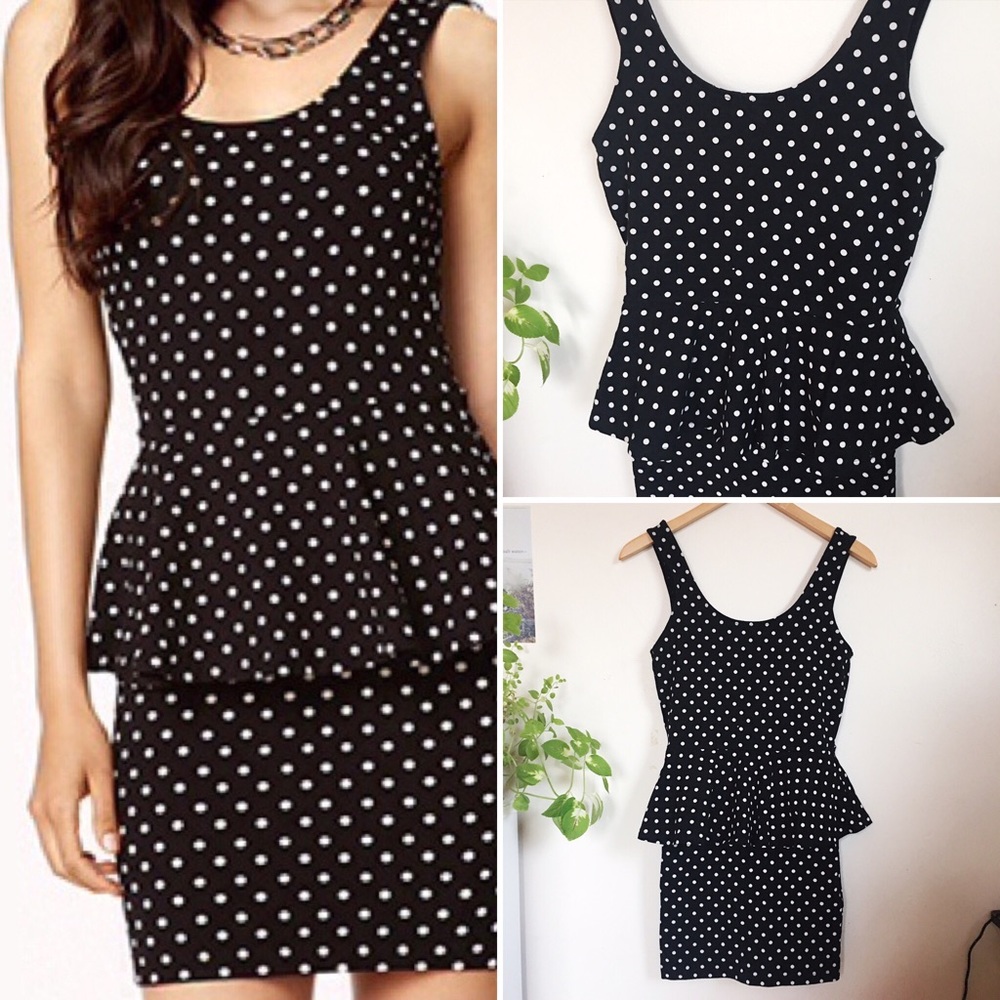 Polka Dot Peplum Bodycon Dress | NWOT