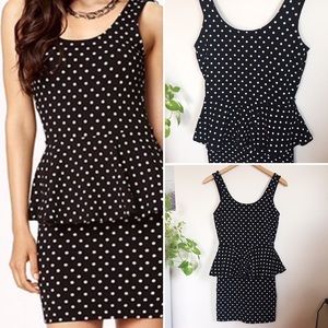 Polka Dot Peplum Bodycon Dress | NWOT