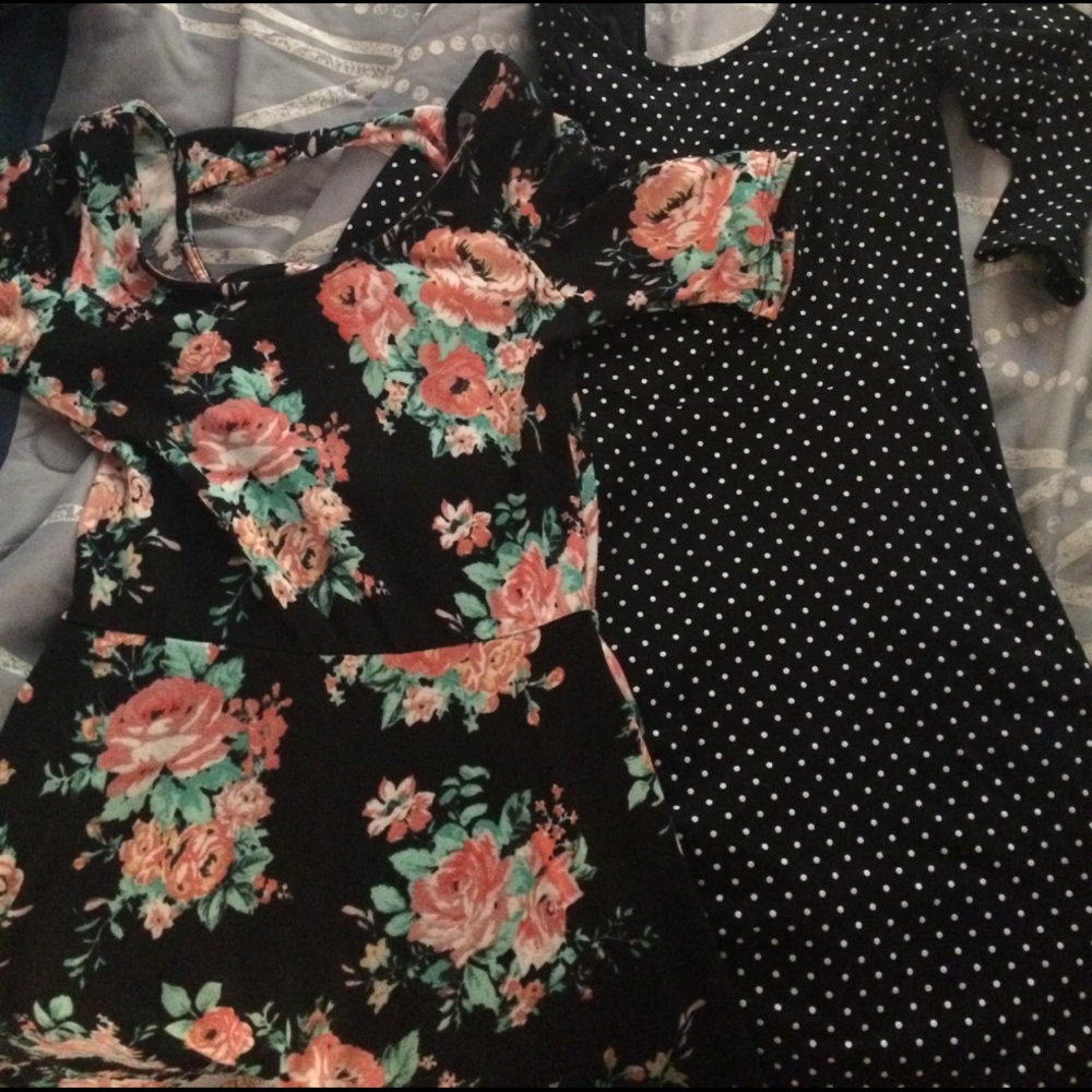 Flower dress and polka dot dress