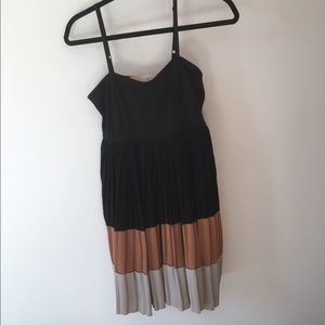 Lulu's spaghetti black/nude/bronze mini dress