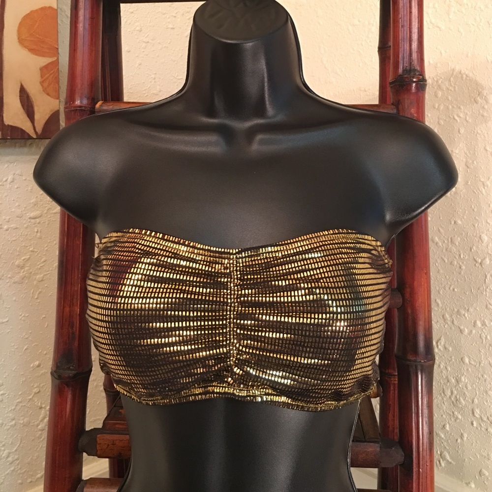 GOLD  AND BLACK BANDEAU TOP✨