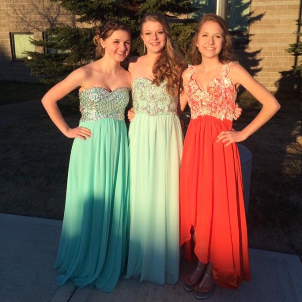 Seafoam blue/green Strapless Prom Dress