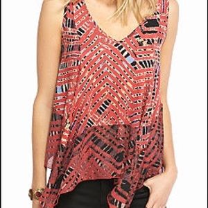 Free People Red Patterned Tank Top