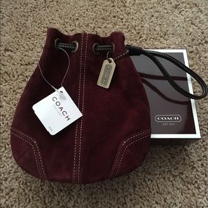 Coach wristlet maroon suede, new with tags