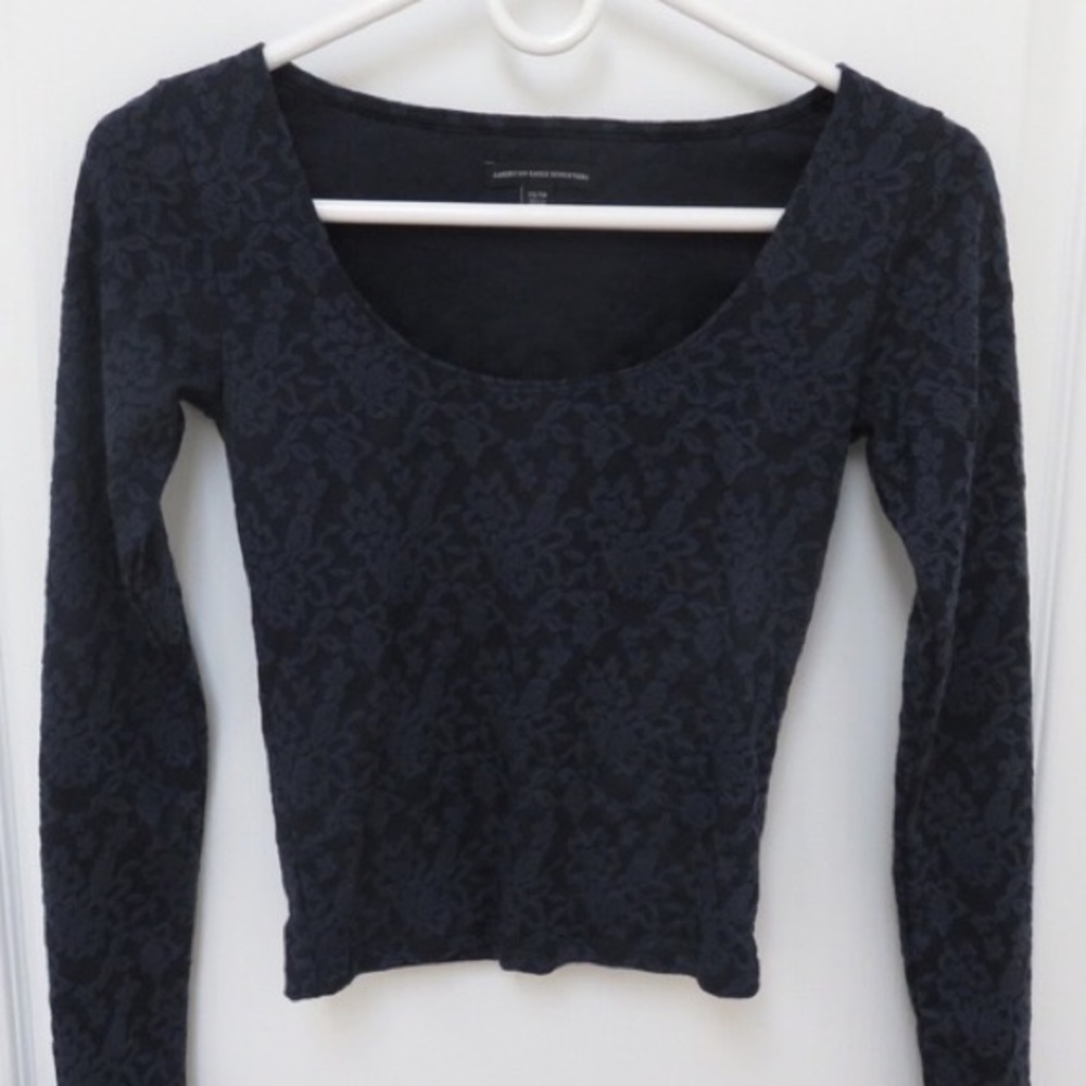 Navy blue lace crop top
