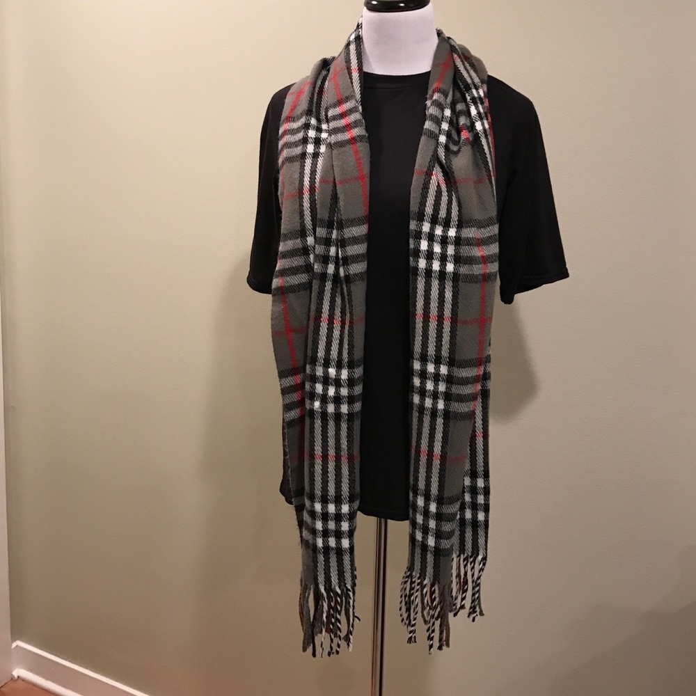 Plaid multi color scarf 70" long