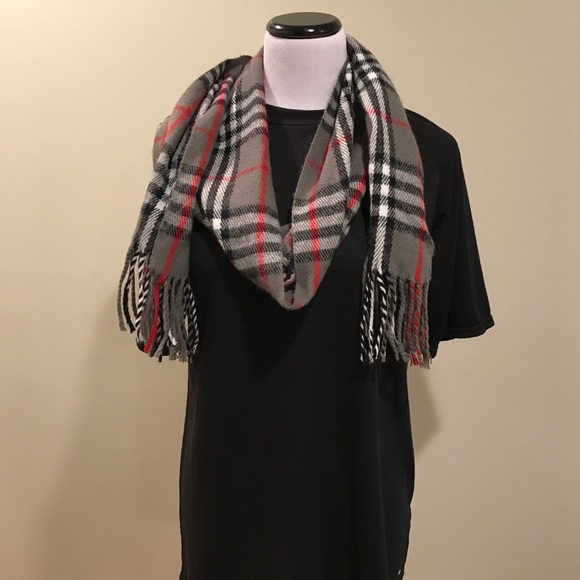 Plaid multi color scarf 70" long - Picture 2 of 4