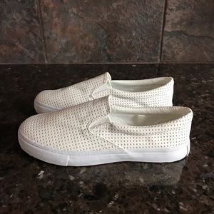White perforated Slip On shoes
