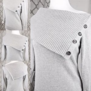 Banana Republic Light Gray Fold-Over Sweater