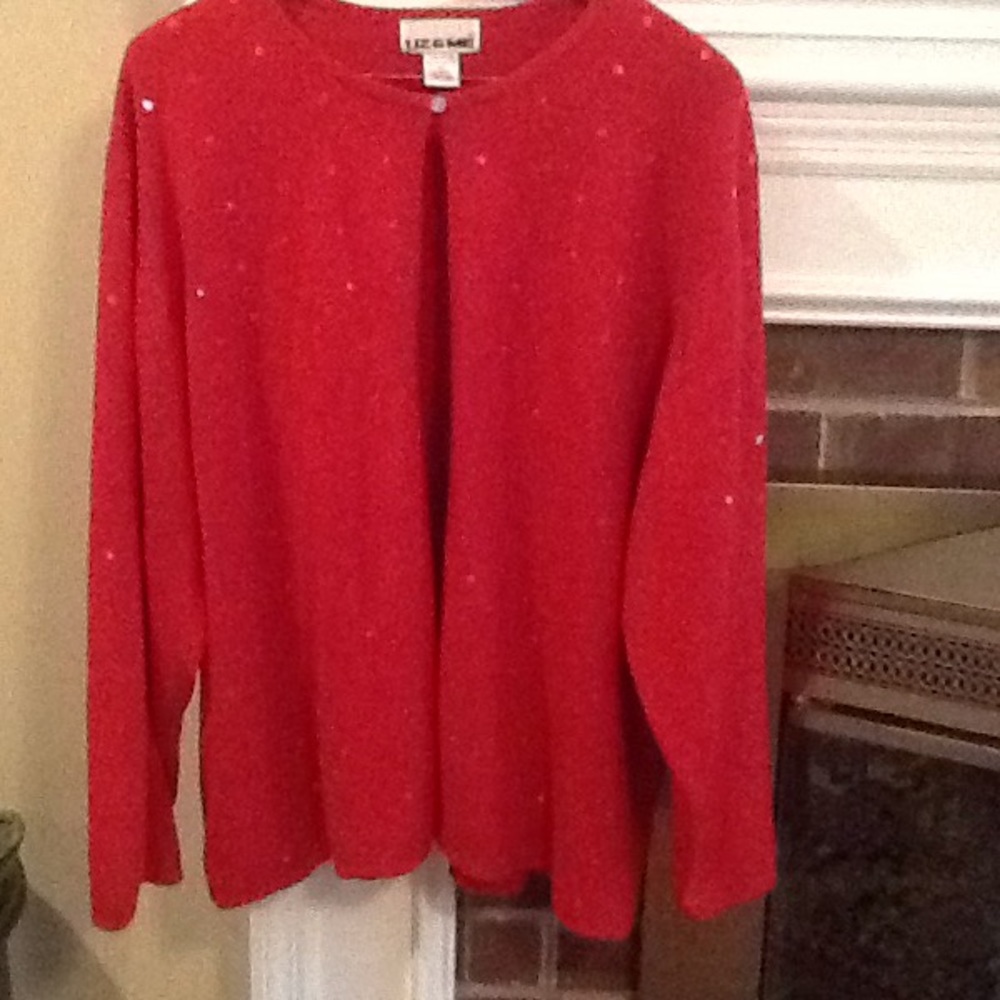 Liz & Me red sweater cardigan