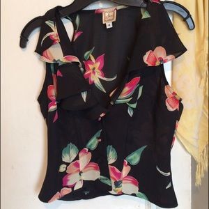 Black floral sheer top small