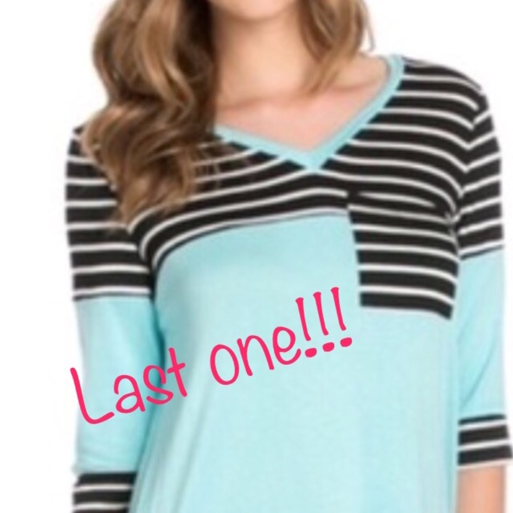 Baby blue striped 3/4 sleeve shirt