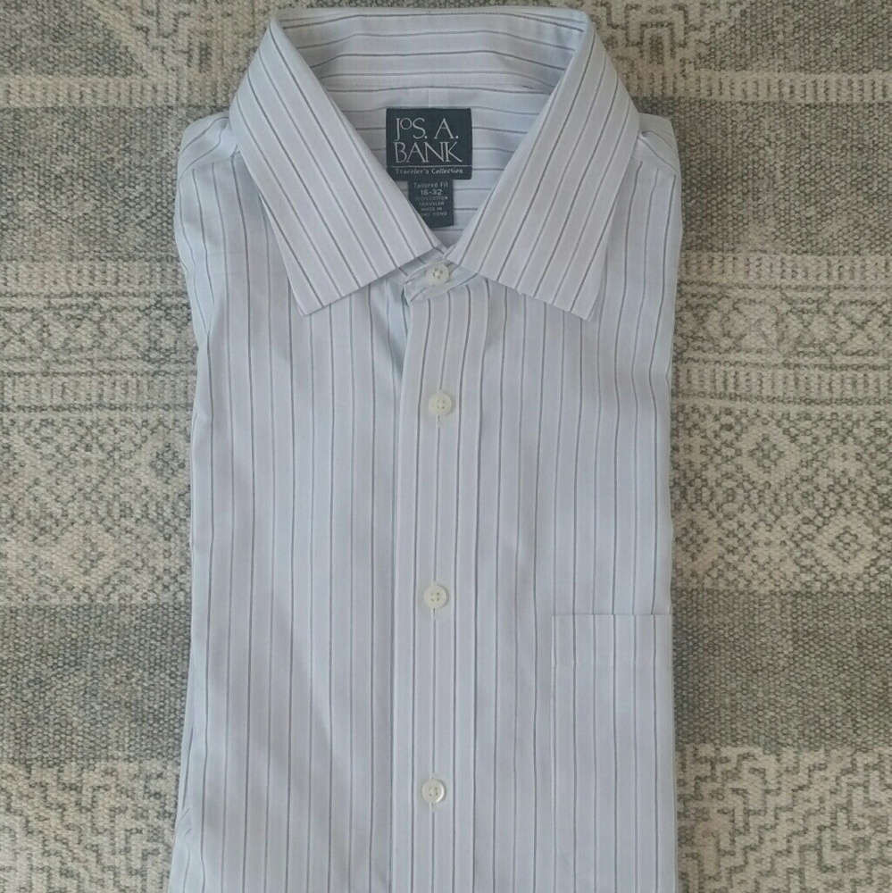 Blue-striped Jos. A. Banks men's dress shirt