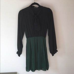 Long sleeve black and green dress