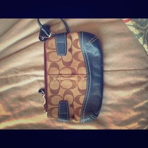 Coach Wristlet. Blue leather bottom. 4x7