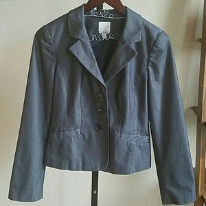 Halogen Gray Pinstriped Fit and Flare Blazer