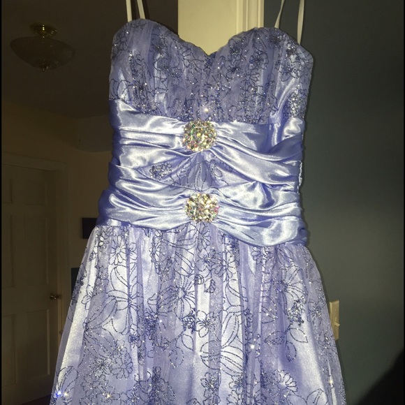 Strapless, periwinkle blue party/prom dress - Picture 1 of 5